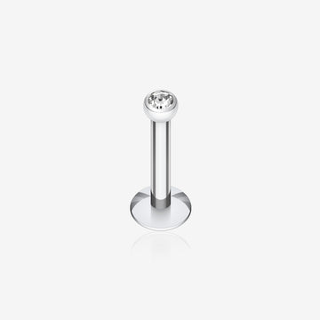 Steel Gem Ball Internally Threaded Labret-Clear Gem